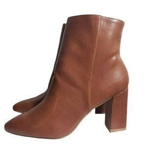 Madden Girl Womens Flexx Brown Closed Pointed Toe Zip Booties Ankle Boots Sz 10M